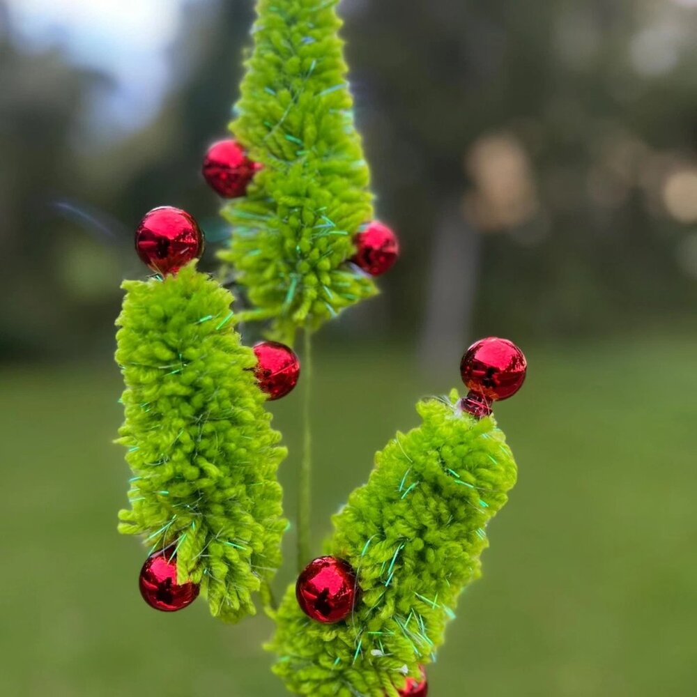 Yarn Christmas Tree Spray Stem Holiday DIY Arrangement Decoration 28 inches